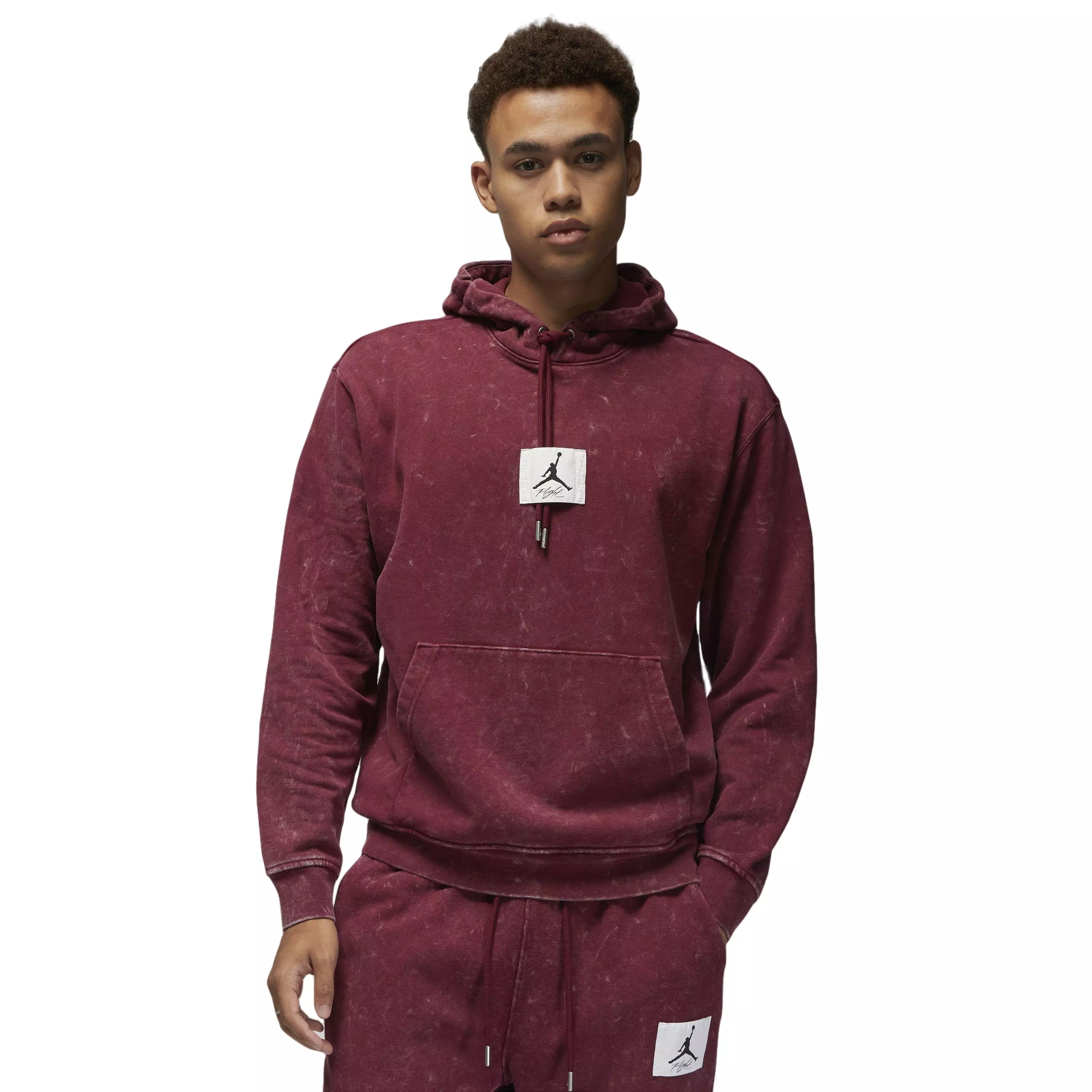 Jordan Men s Essential Washed Fleece Hoodie Burgundy Hibbett